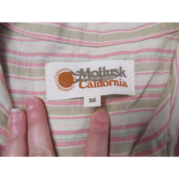 Mollusk California Top Medium M Women's Cotton Linen Blend Striped Button Down - Picture 4 of 9